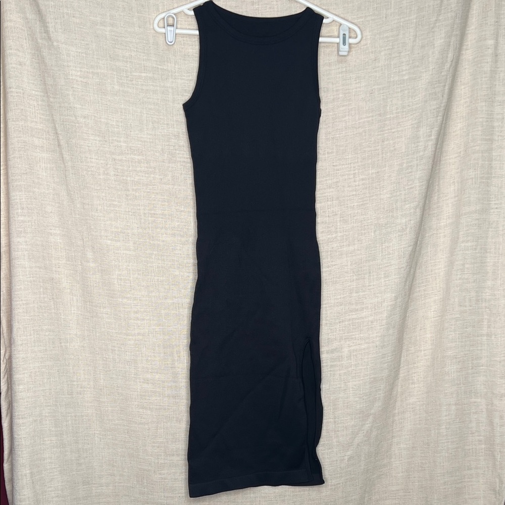 OQQ bodycon Elegant Black high slit Dress